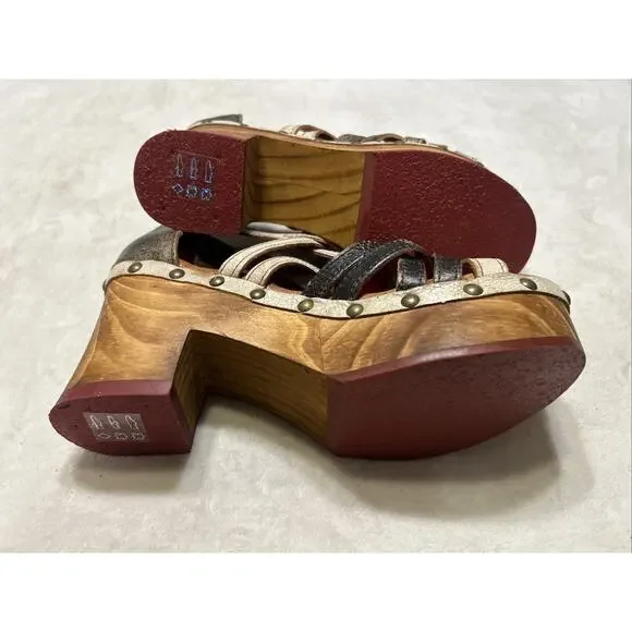 Bed Stu Women’s Sandals Size 7 Platform Leather Antonelli Wooden Heel Strappy - Picture 7 of 7